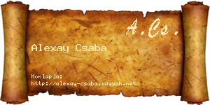 Alexay Csaba névjegykártya